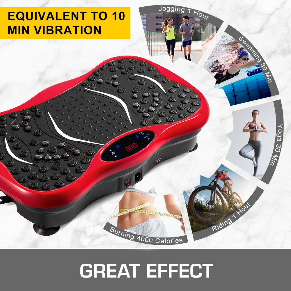 VEVOR Vibration Plate Exercise Machine,Whole Body Exercise Vibration Fitness Platform,350Lbs LCD 3 Levels Massage Remote Bluetooth USB Music Intelligent Watch, Fitness Vibration Machine