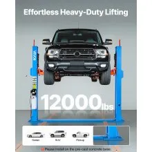 VEVOR 2 Post Lift, 12000 lbs Capacity, 220V 2.95 HP Powerful Motor, Two Post Car Lift Auto Hoist for Sedan SUV Pickup, Automotive Hoist 74.8 Inch Height for Home Garage, Repair Shop, Workshop, Blue