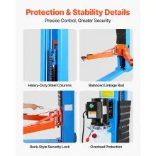 VEVOR 2 Post Lift, 12000 lbs Capacity, 220V 2.95 HP Powerful Motor, Two Post Car Lift Auto Hoist for Sedan SUV Pickup, Automotive Hoist 74.8 Inch Height for Home Garage, Repair Shop, Workshop, Blue
