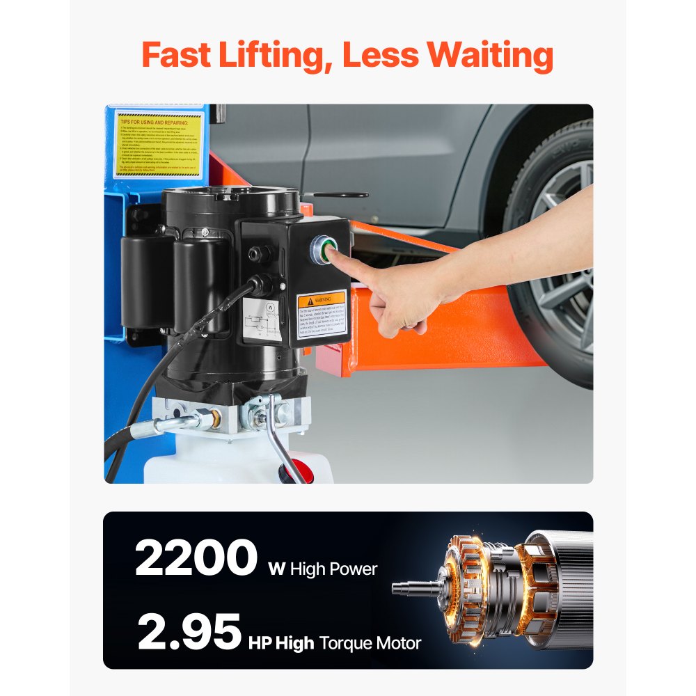 VEVOR 2 Post Lift, 9000 lbs Capacity, 220V 2.95 HP Powerful Motor, Two Post Car Lift Auto Hoist for Sedan SUV Pickup, Automotive Hoist 74.8 Inch Height for Home Garage, Repair Shop, Workshop, Blue