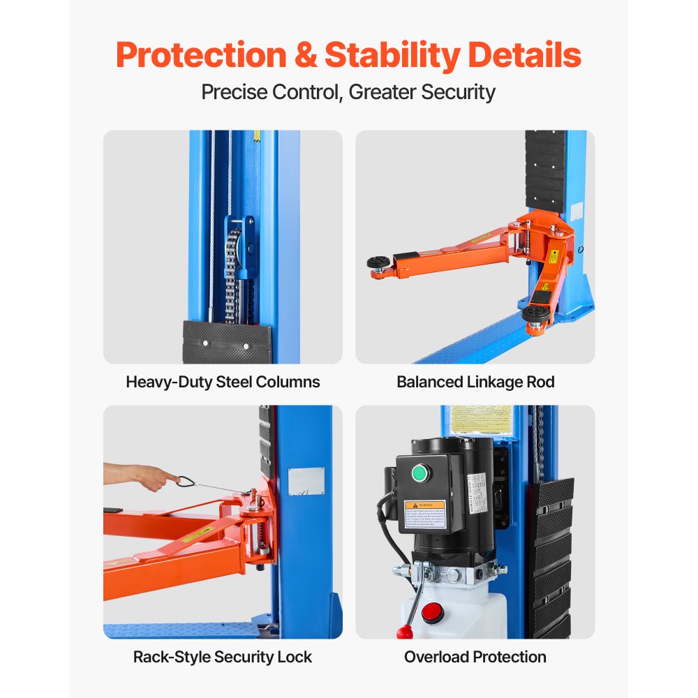 VEVOR 2 Post Lift, 9000 lbs Capacity, 220V 2.95 HP Powerful Motor, Two Post Car Lift Auto Hoist for Sedan SUV Pickup, Automotive Hoist 74.8 Inch Height for Home Garage, Repair Shop, Workshop, Blue