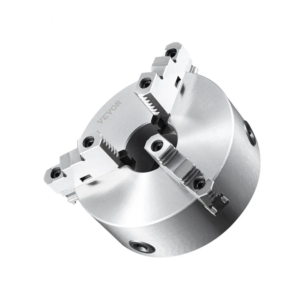 VEVOR 3-Jaw Lathe Chuck, 10'', Self-Centering Lathe Chuck, 0.24-9.84 in/6-250 mm Clamping Range with T-key Fixing Screws Hexagon Wrench, for Lathe 3D Printer Machining Center Milling Drilling Machine