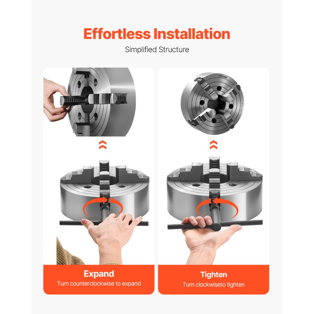 VEVOR 10 in 4-Jaw Self-Centering Lathe Chuck for Lathe Drilling Milling Machine