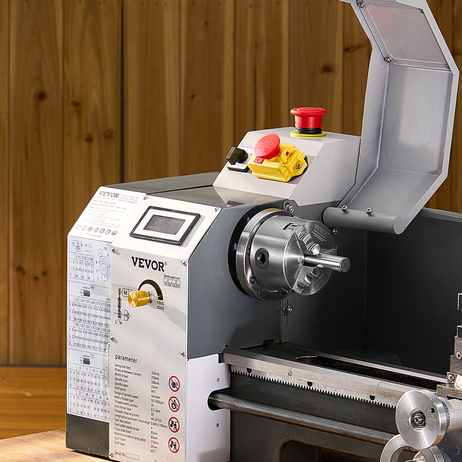 VEVOR 3-Jaw Lathe Chuck, 3 Inch (80 mm), Self-Centering Chuck, 0.08-2.48 in (2-63 mm) Clamping Range with T-key Fixing Screws Reversible Jaws, HT300 Material, Internal External for Wood Metal Lathe