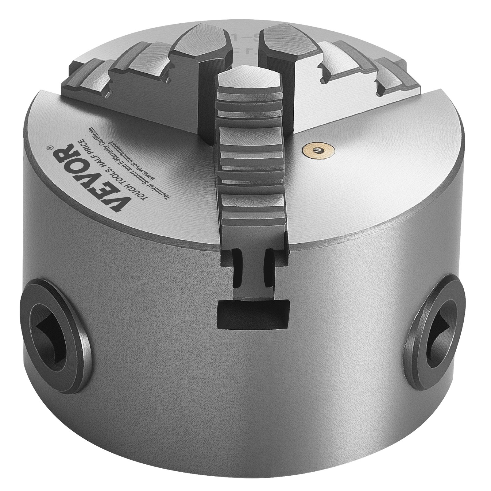 VEVOR 3-Jaw Lathe Chuck, 3 Inch (80 mm), Self-Centering Chuck, 0.08-2.48 in (2-63 mm) Clamping Range with T-key Fixing Screws Reversible Jaws, HT300 Material, Internal External for Wood Metal Lathe