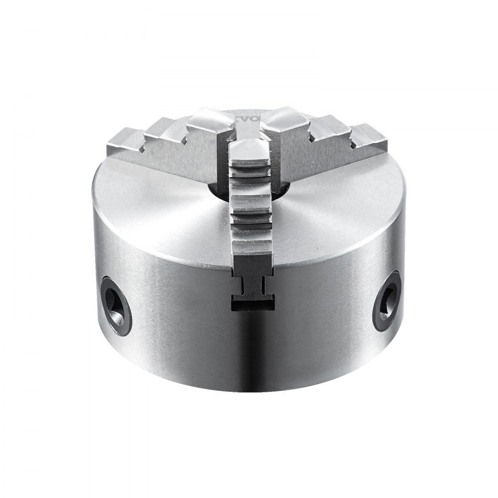 VEVOR 3-jaw lathe chuck with precision metal gripping mechanism and durable finish.
