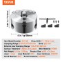 VEVOR 3-jaw lathe chuck, 4-inch diameter, detailed product specs with included accessories.