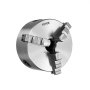 VEVOR 3-jaw lathe chuck with stainless steel finish and three gripping jaws.