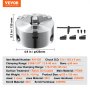 VEVOR 3-jaw lathe chuck k11-125, 135mm diameter, with specifications in orange and black text.