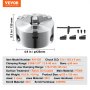 VEVOR 3-Jaw Lathe Chuck, 5'', Self-Centering Lathe Chuck, 0.1-5 in/2.5 -125 mm Clamping Range with T-key Fixing Screws Reversible Jaws, for Lathe 3D Printer Machining Center Milling Drilling Machine