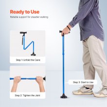 Walking Cane Folding Walking Stick with 8-Level Height & 4-Pronged Pivoting Base