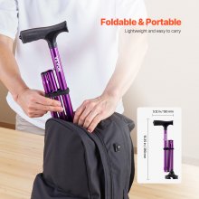 Walking Cane Folding Walking Stick with 8-Level Height & 4-Pronged Pivoting Base