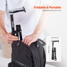 Bastón plegable para caminar con altura ajustable de 8 niveles y punta pivotante