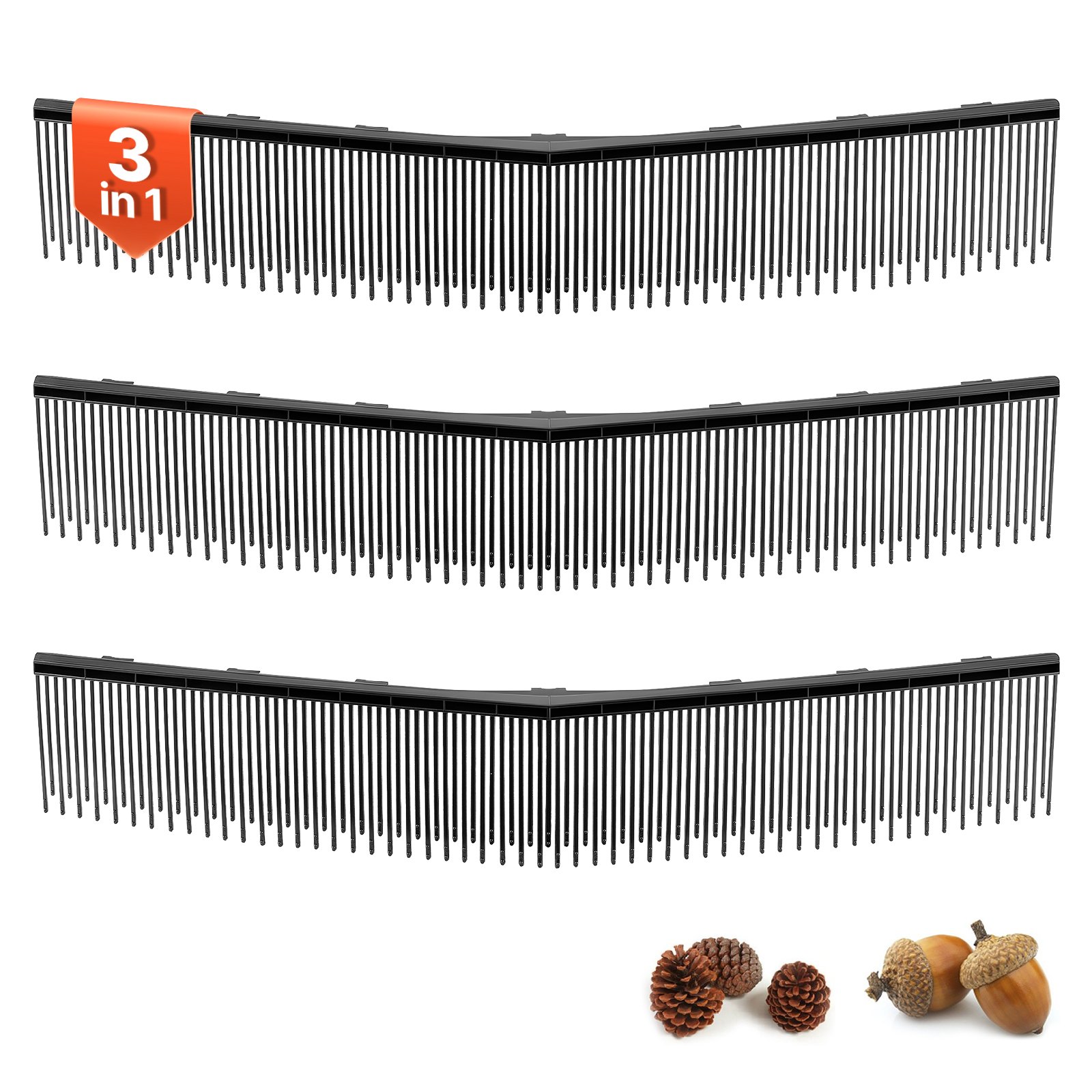 VEVOR 3 Packs Lawn Sweeper Brush Replacement, Compatible with VEVOR 66 cm Lawn & Leaf Collector Sweepers, Yard Sweeper Brush Paddle with Durable V-Shaped Bristles for Easy Grass Leaf Cleanup