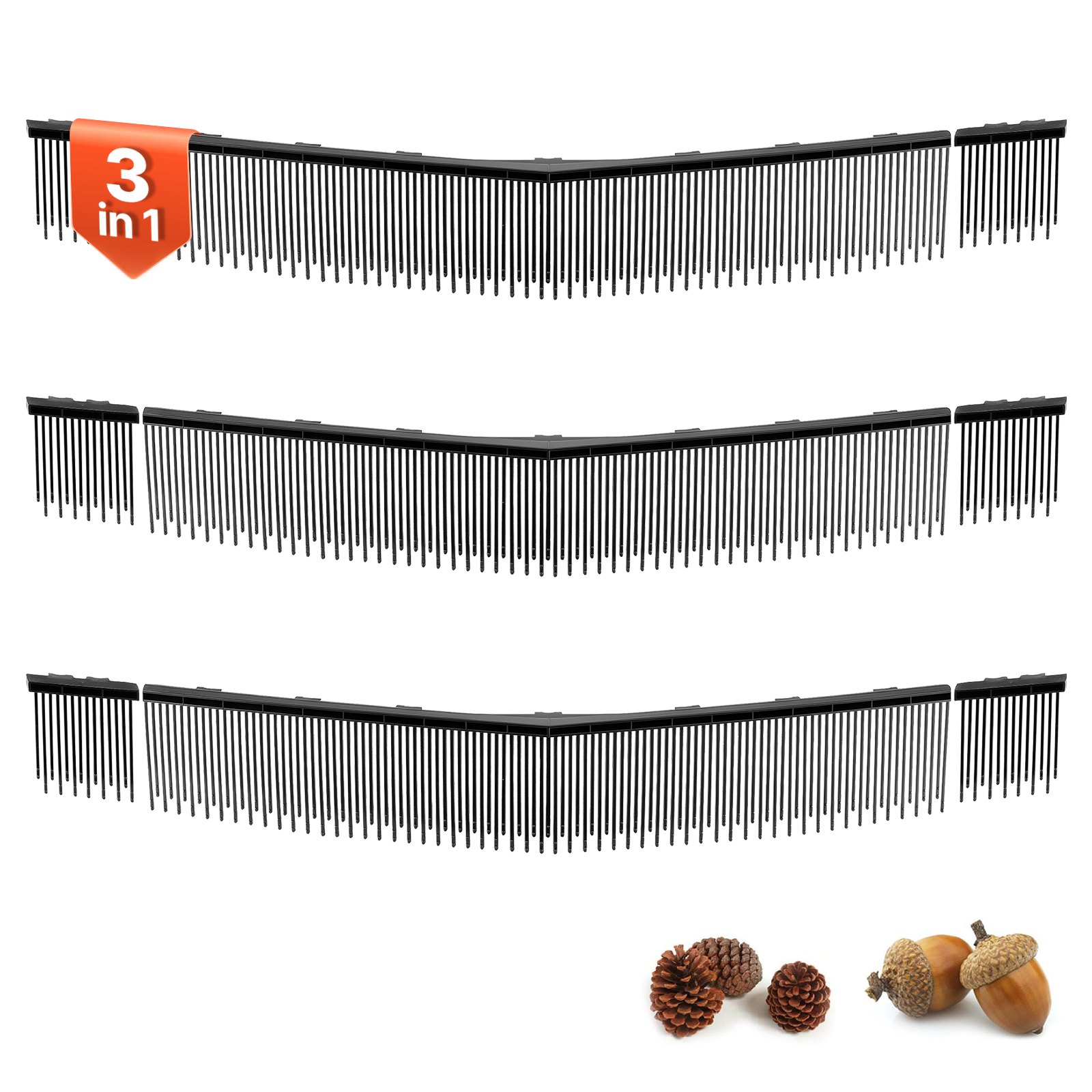 VEVOR 3 Packs Lawn Sweeper Brush Replacement, Compatible with VEVOR 76.2 cm Lawn & Leaf Collector Sweepers, Yard Sweeper Brush Paddle with Durable V-Shaped Bristles for Easy Grass Leaf Cleanup