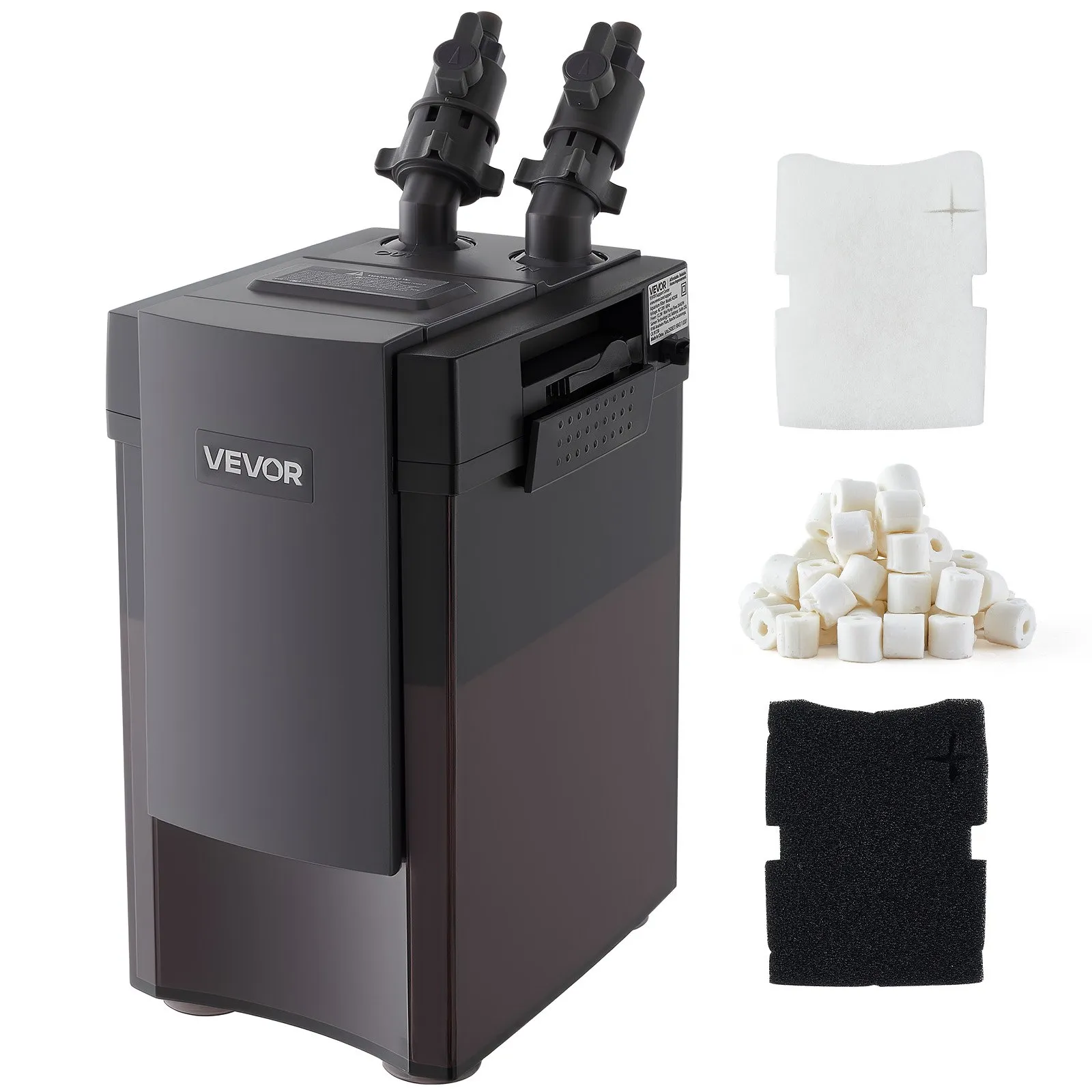VEVOR 162.7GPH Canister Filter, 3-Stage External Aquarium Filter with Powerful Pump, Water Circulation Cleaning Machine with Media for Large Fish Tanks and Aquariums Up to 100 Gallons, for Freshwater