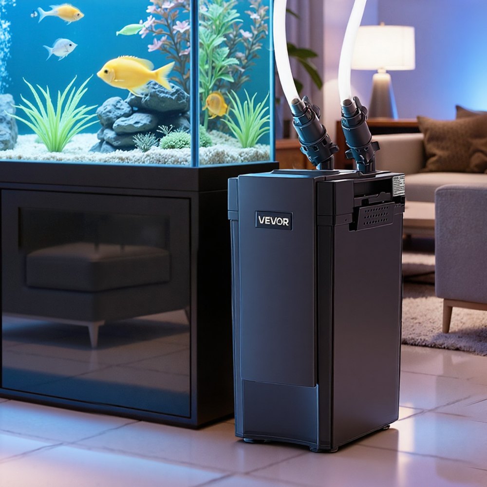 VEVOR 396GPH Canister Filter, 4-Stage External Aquarium Filter with Powerful Pump, Water Circulation Cleaning Machine with Media for Large Fish Tanks and Aquariums Up to 125 Gallons, for Freshwater
