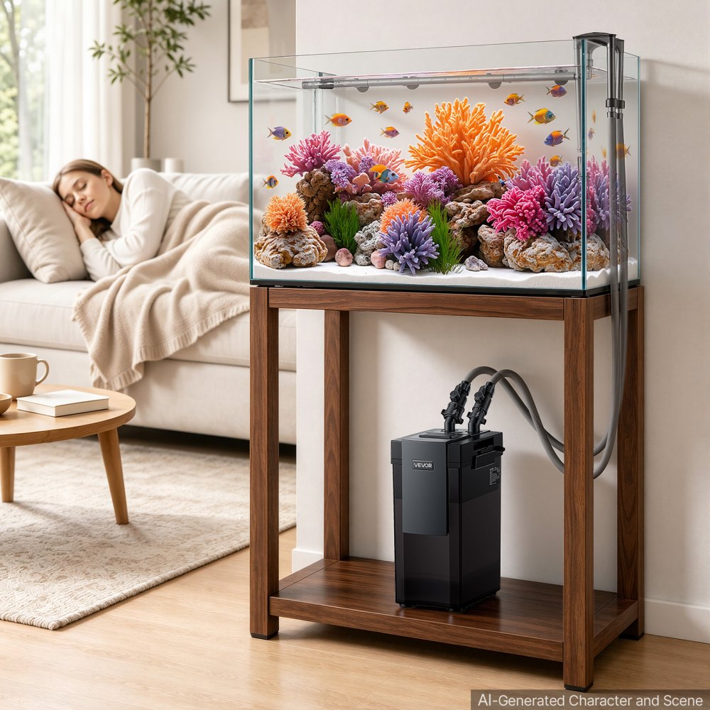 VEVOR Canister Filter 492 GPH 4-Stage External Aquarium Filter Copper Motor, for Fish Tanks, Aquariums, Adjustable Flow, Leak Protection, Powerful Water Circulation Cleaning Machine, Quite Operation