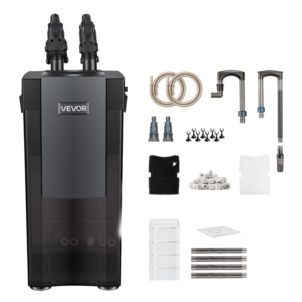 VEVOR Canister Filter 492 GPH 4-Stage External Aquarium Filter Copper Motor, for Fish Tanks, Aquariums, Adjustable Flow, Leak Protection, Powerful Water Circulation Cleaning Machine, Quite Operation