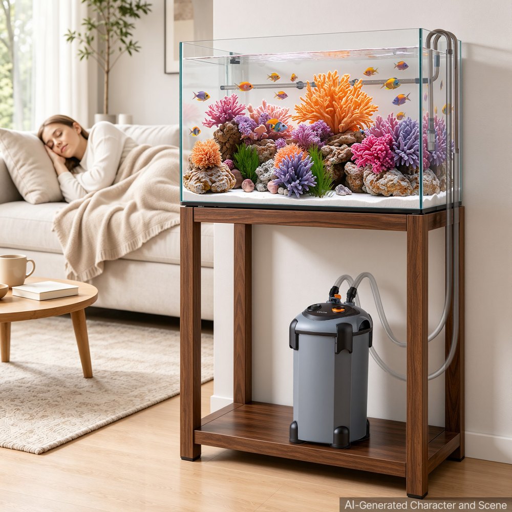 VEVOR Canister Filter 317 GPH 3-Stage External Aquarium Filter Copper Motor, for Fish Tanks, Aquariums, Adjustable Flow, Leak Protection, Powerful Water Circulation Cleaning Machine, Quite Operation