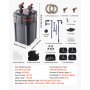 VEVOR 396GPH Canister Filter, 4-Stage External Aquarium Filter with Timed Light, Powerful Pump, Water Circulation Cleaning with Media for Large Fish Tanks & Aquariums Up to 125 Gallons, for Freshwater