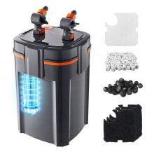 VEVOR 396GPH Canister Filter, 4-Stage External Aquarium Filter with Timed Light, Powerful Pump, Water Circulation Cleaning with Media for Large Fish Tanks & Aquariums Up to 125 Gallons, for Freshwater