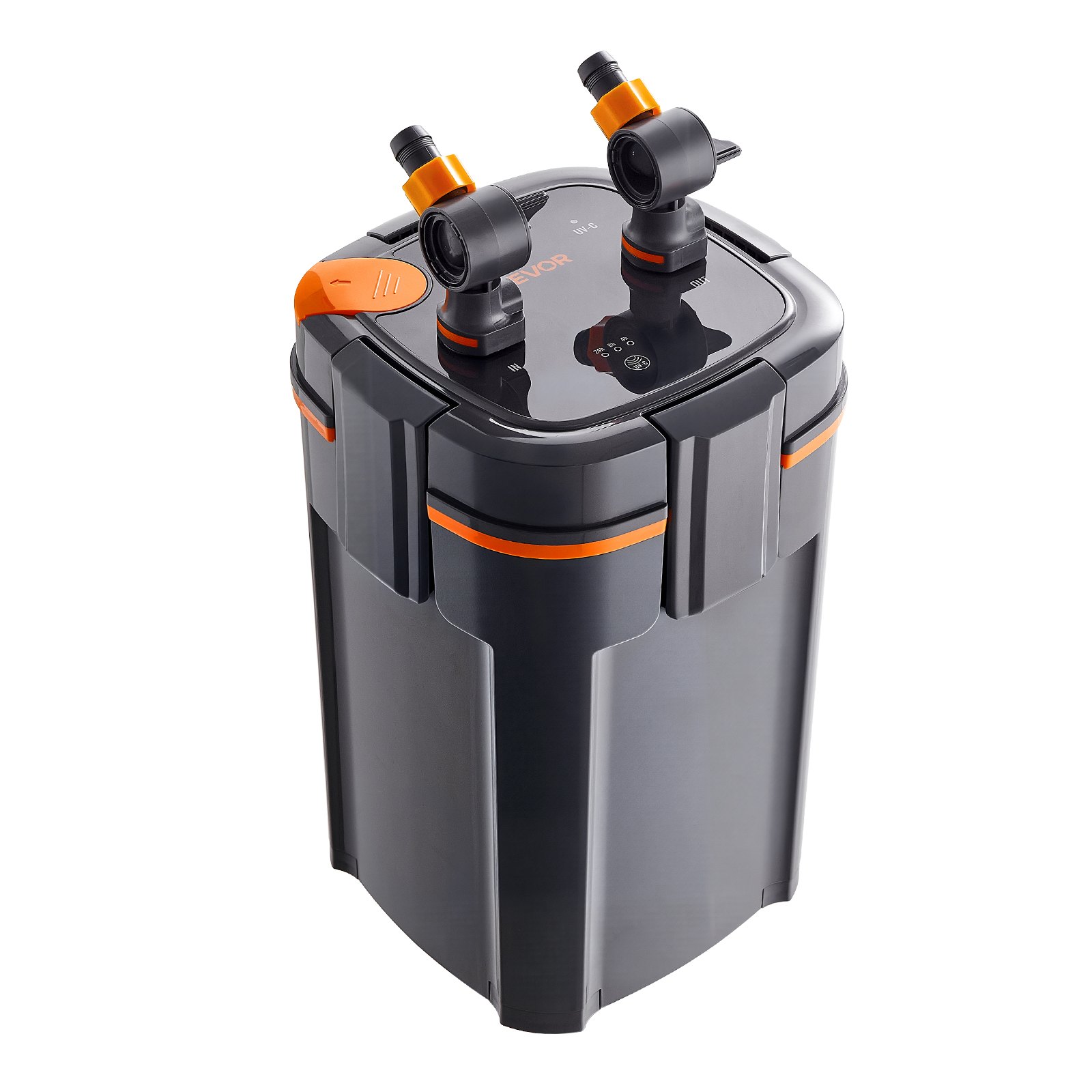 VEVOR 396GPH Canister Filter, 4-Stage External Aquarium Filter with Timed Light, Powerful Pump, Water Circulation Cleaning with Media for Large Fish Tanks & Aquariums Up to 125 Gallons, for Freshwater