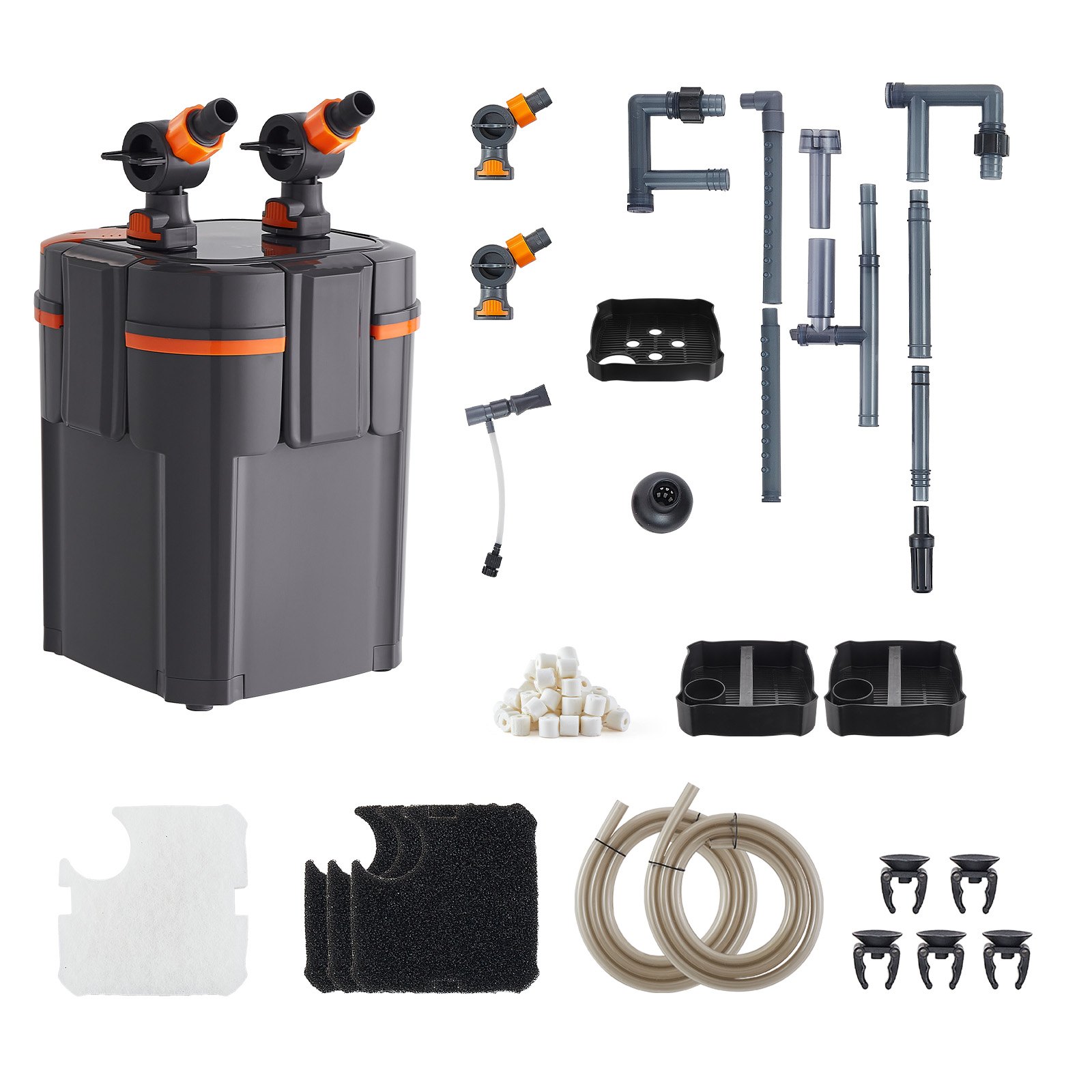VEVOR 224.5GPH Canister Filter, 2-Stage External Aquarium Filter with Timed Light, Powerful Pump, Water Circulation Cleaning with Media for Large Fish Tanks & Aquariums Up to 55 Gallons, Freshwater
