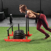 VEVOR Vægttræningsslæde, Pull Push Power-slæde med håndtag, styrketræning, træningsudstyr i stål til atletisk træning og hastighedsforbedring, egnet til 1" & 2" vægtplade