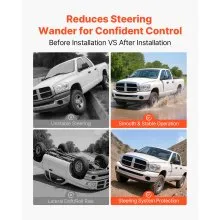 VEVOR Dual Steering Stabilizer, for 2003-2012 Dodge Ram 2500/3500 4WD, Dual Steering Stabilizer Kit Fits with 2 Inches of Suspension Lift or Higher, Enhanced Control & Reduced Vibration, Easy Install