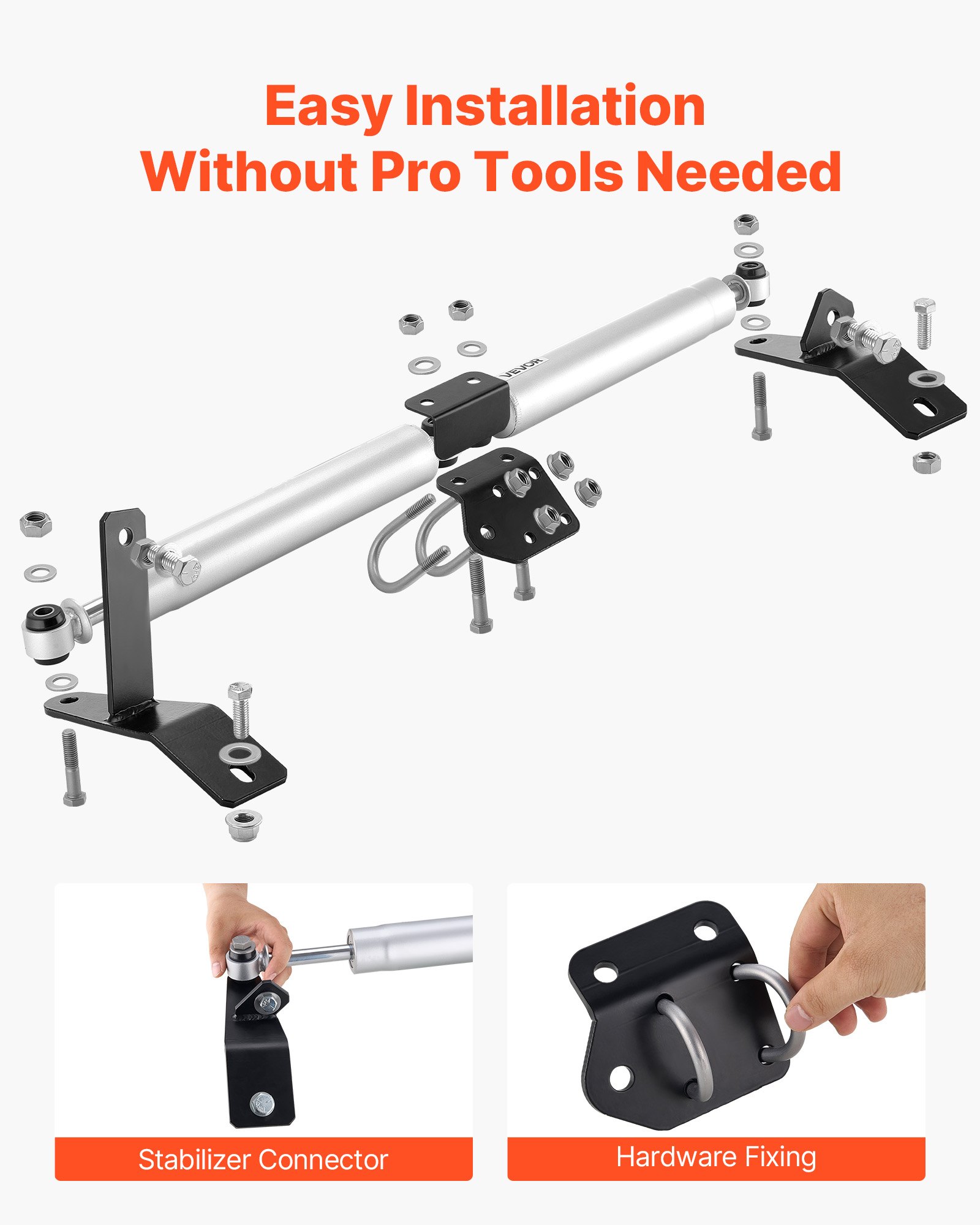 VEVOR Dual Steering Stabilizer, for 2003-2012 Dodge Ram 2500/3500 4WD, Dual Steering Stabilizer Kit Fits with 2 Inches of Suspension Lift or Higher, Enhanced Control & Reduced Vibration, Easy Install