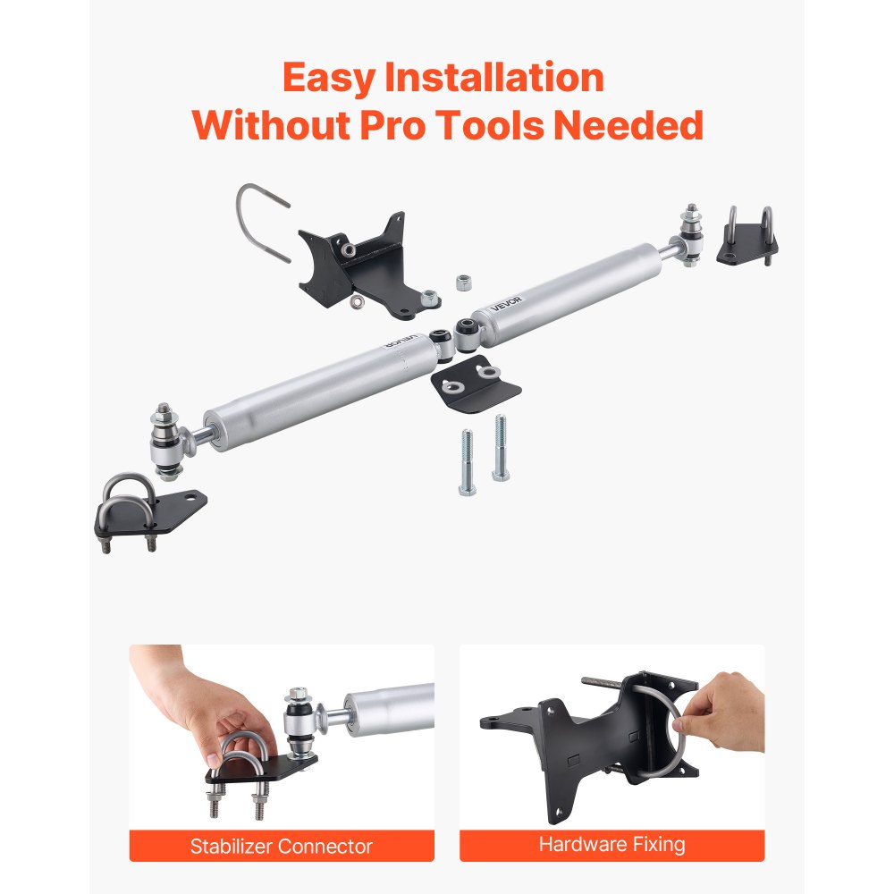VEVOR Dual Steering Stabilizer, for 2005-2024 Ford F-250/F-350 Super Duty 4WD, Dual Steering Stabilizer Kit Fits with 2 Inches of Suspension Lift or Higher, Enhanced Control and Reduced Vibration