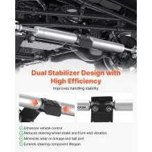 VEVOR Dual Steering Stabilizer, for 2007-2018 Jeep Wrangler JK, Dual Steering Stabilizer Kit Fits with 2 Inches of Suspension Lift or Higher, Enhanced Control & Reduced Vibration, Easy Installation