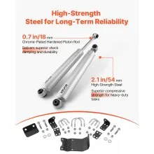 VEVOR Dual Steering Stabilizer, for 2007-2018 Jeep Wrangler JK, Dual Steering Stabilizer Kit Fits with 2 Inches of Suspension Lift or Higher, Enhanced Control & Reduced Vibration, Easy Installation