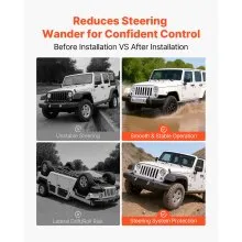 VEVOR Dual Steering Stabilizer, for 2007-2018 Jeep Wrangler JK, Dual Steering Stabilizer Kit Fits with 2 Inches of Suspension Lift or Higher, Enhanced Control & Reduced Vibration, Easy Installation