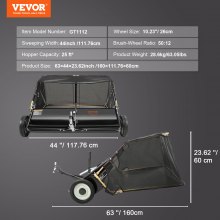 VEVOR Lawn Sweeper, 42.5", 25 cu. ft. Tow Behind Yard Sweeper, Dumping Rope Design & Heavy Duty, Durable to Use, Leaf & Grass Collector with Adjustable Sweeping Height for Picking Up Debris and Grass