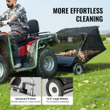 VEVOR Lawn Sweeper, 48.5"/26 cu. ft Large Capacity Tow Behind Yard Sweeper, Dumping Rope Design & Heavy Duty Leaf & Grass Collector with Adjustable Sweeping Height for Picking up Debris and Grass