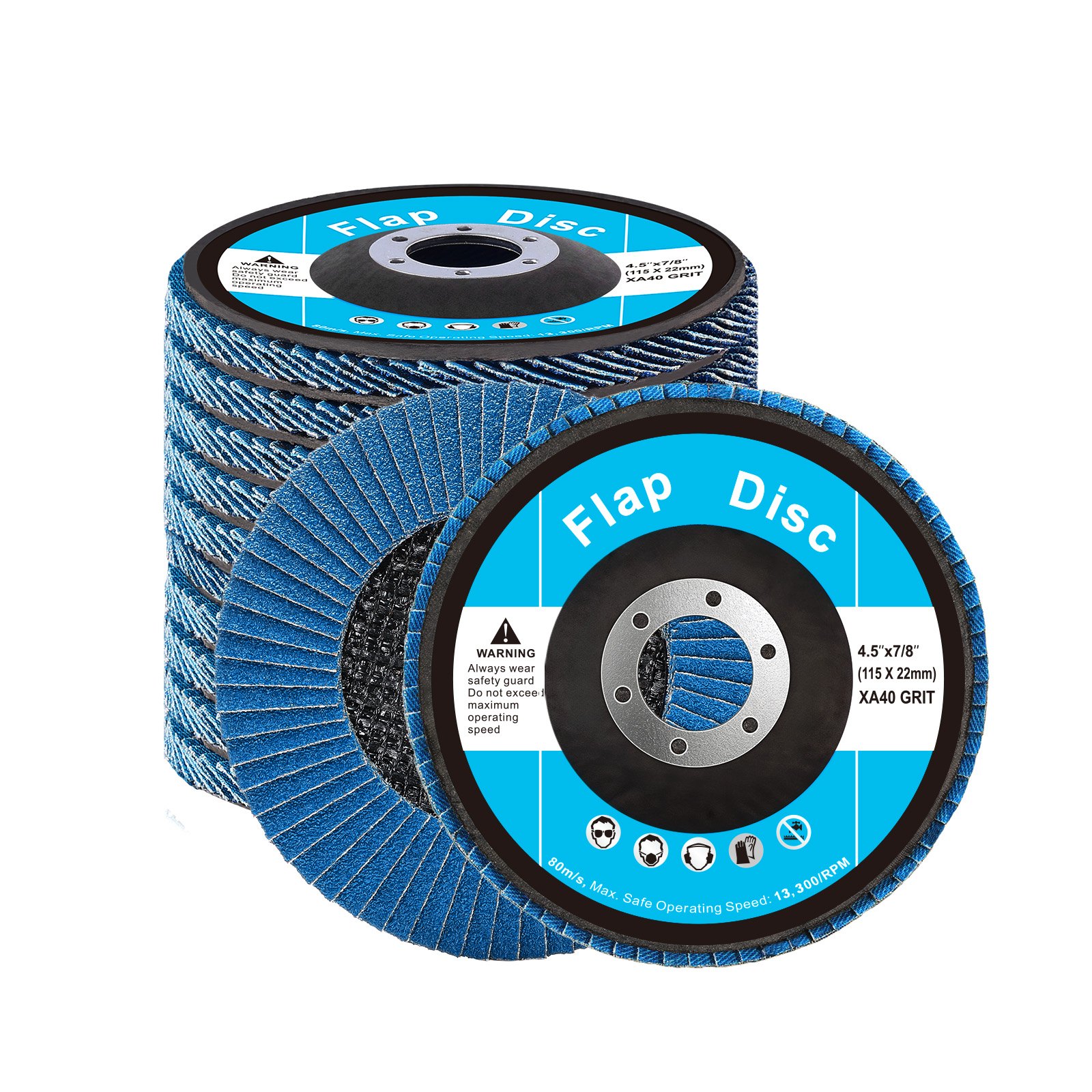 VEVOR Flap Discs 40 Grit, 4-1/2" x 7/8" Flap Discs for Angle Grinder, Type 29 Zirconia Flap Sanding Disc, Bevel Type Abrasive Grinding Wheels for Deburring, Rust Removal, Sanding, Finishing (10 Pack)