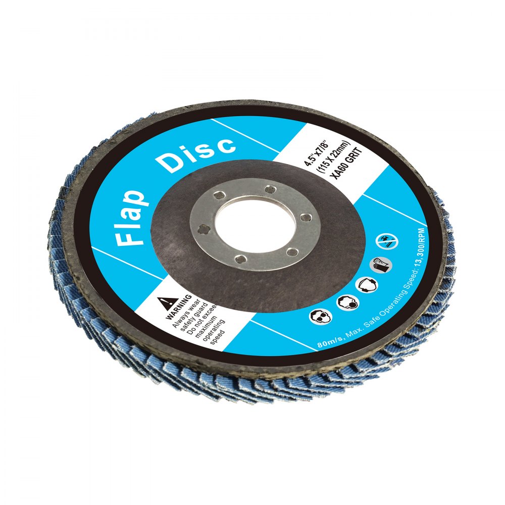 VEVOR Flap Discs 60 Grit, 4-1/2" x 7/8" Flap Discs for Angle Grinder, Type 29 Zirconia Flap Sanding Disc, Bevel Type Abrasive Grinding Wheels for Deburring, Rust Removal, Sanding, Finishing (10 Pack)