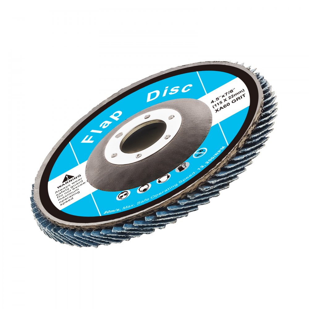VEVOR Flap Discs 60 Grit, 4-1/2" x 7/8" Flap Discs for Angle Grinder, Type 29 Zirconia Flap Sanding Disc, Bevel Type Abrasive Grinding Wheels for Deburring, Rust Removal, Sanding, Finishing (10 Pack)