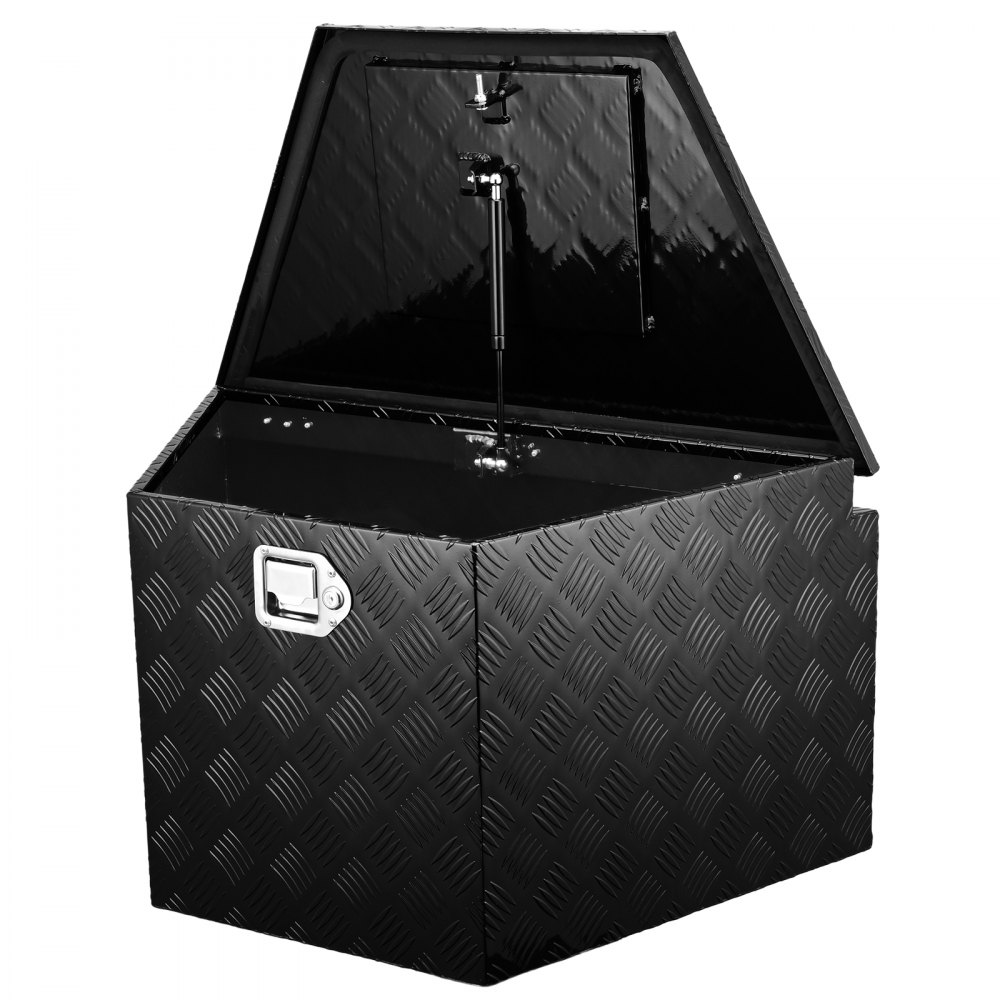 VEVOR Trailer Tongue Box, Aluminum Alloy Diamond Plate Tongue Box Tool Chest, Heavy Duty Trailer Box Storage with Lock and Keys, Utility Trailer Tongue Box for Pickup Truck, RV, Trailer