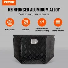 VEVOR Trailer Tongue Box, Aluminum Alloy Diamond Plate Tongue Box Tool Chest, Heavy Duty Trailer Box Storage with Lock and Keys, Utility Trailer Tongue Box for Pickup Truck, RV, Trailer, 33"x19"x18"
