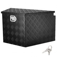 VEVOR Trailer Tongue Box, Aluminum Alloy Diamond Plate Tongue Box Tool Chest, Heavy Duty Trailer Box Storage with Lock and Keys, Utility Trailer Tongue Box for Pickup Truck, RV, Trailer, 33"x19"x18"