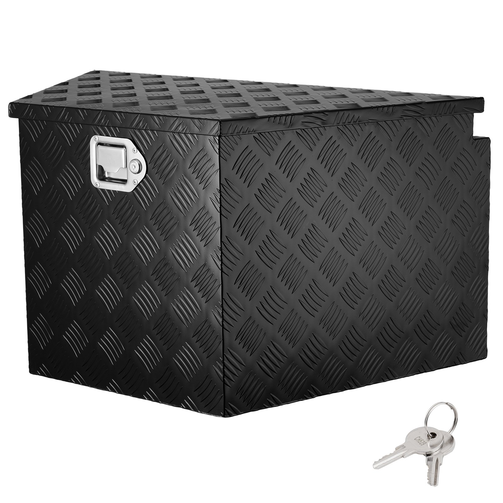 VEVOR Trailer Tongue Box, Aluminum Alloy Diamond Plate Tongue Box Tool Chest, Heavy Duty Trailer Box Storage with Lock and Keys, Utility Trailer Tongue Box for Pickup Truck, RV, Trailer