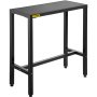 VEVOR Outdoor Bar Table, 38.6" L x 15" W x 38.6" H, Narrow Rectangular Height Pub Tables, Sturdy Metal Frame Tall Table Counter with Adjustable Feet, for Patio, Balcony, Dinning Room, Bistro, Garden