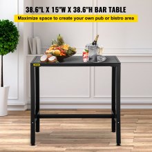 VEVOR Patio Bar Table Bar Height Pub Table 38.6"x15"x38.6" Indoor Desk