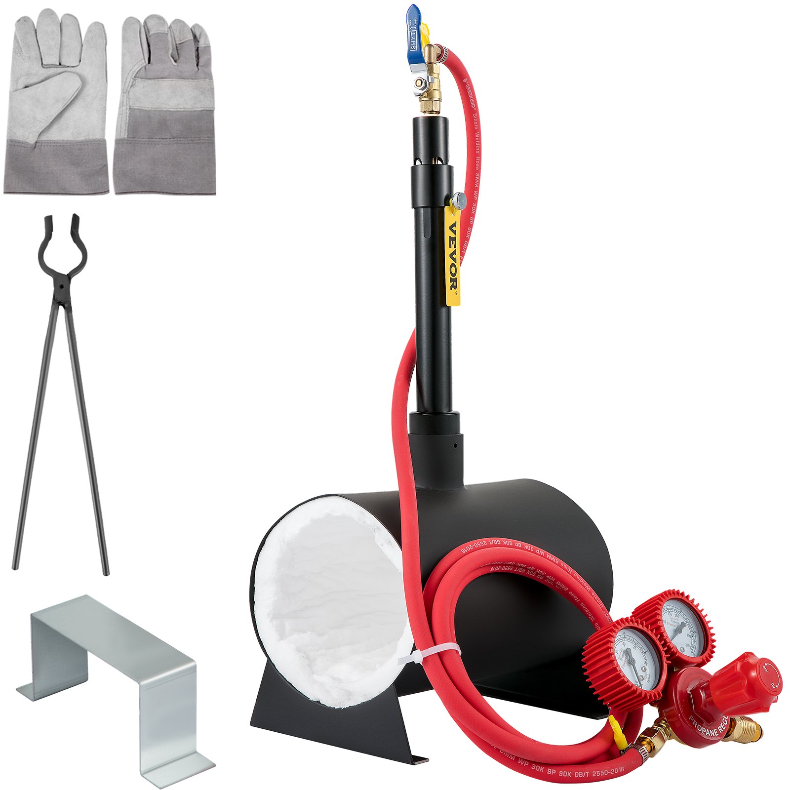 VEVOR Propane Knife Forge, Farrier Furnace with Single Burner, Portable Oval Metal Forge with an Open Structure, Large Capacity, for Blacksmithing, Knife Making, Forging Tools and Equipment