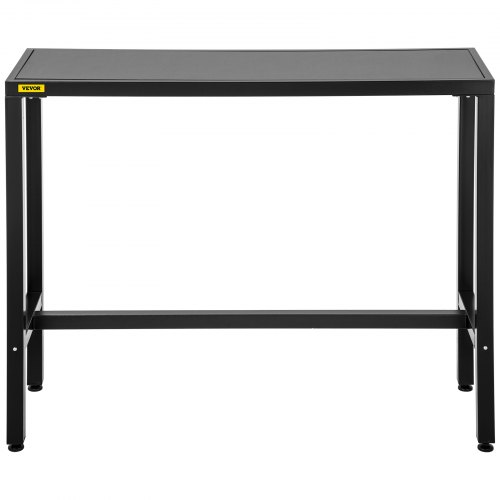 VEVOR Outdoor Bar Table, 46.5" L x 15" W x 38.6" H, Narrow Rectangular Height Pub Station, Sturdy Metal Frame Tall Counter with Adjustable Feet, for Patio, Balcony, Dinning Room, Bistro, Garden, Black