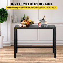 VEVOR Patio Bar Table Bar Height Pub Table 46.5"x15"x38.6" Indoor Desk