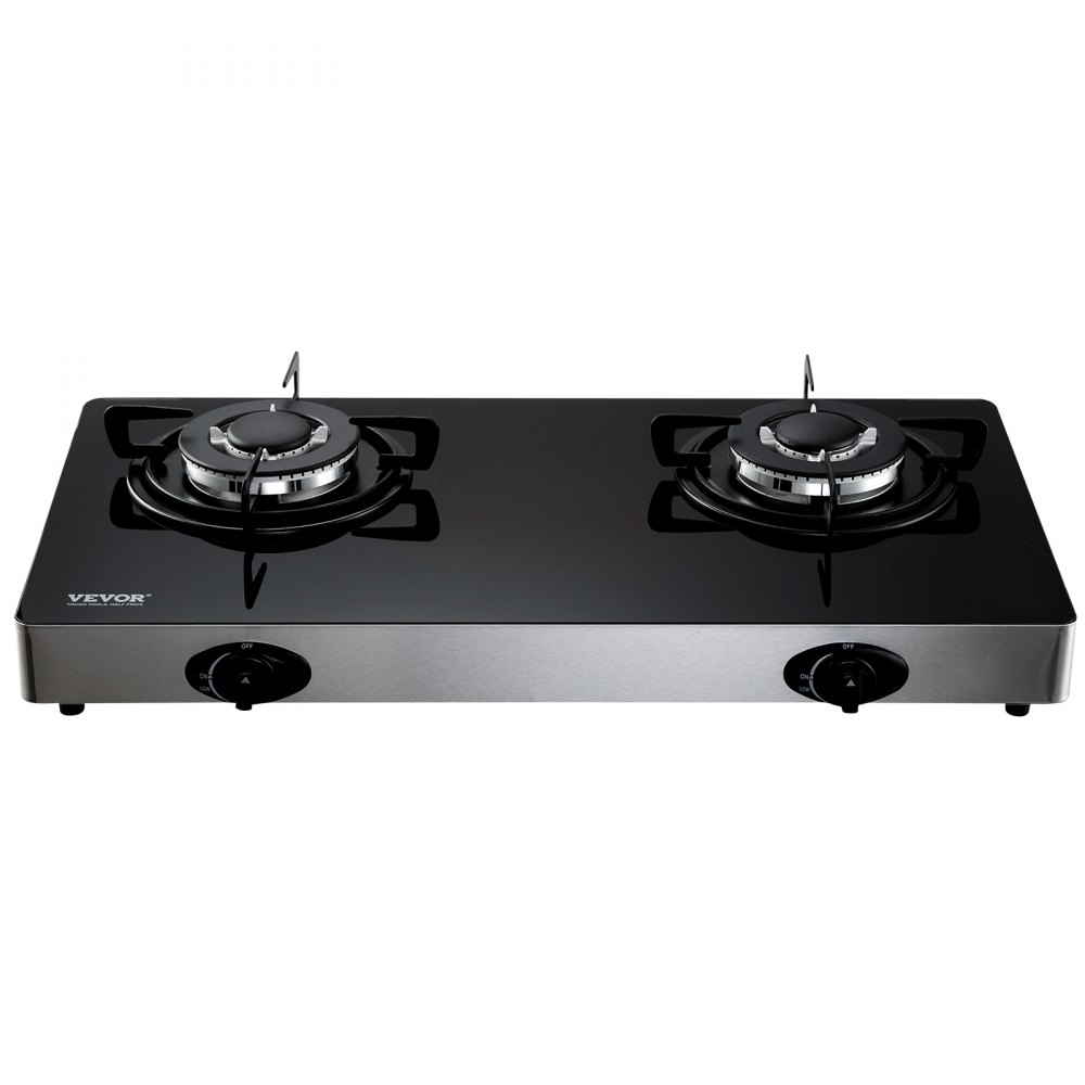 VEVOR 28-inch Gas Cooktop, 2 Burners Gas Stove Top, Max 10100BTU Tempered Glass Countertop Natural Gas Hob, with Pulse Electronic Ignition for Camping, RV, Outdoor Kitchen, Small Apartment